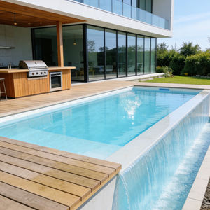 Piscina de fibra de vidrio de alta calidad con accesorios completos, perfecta para uso en patios traseros, familiar y comercial. - Product Image 1