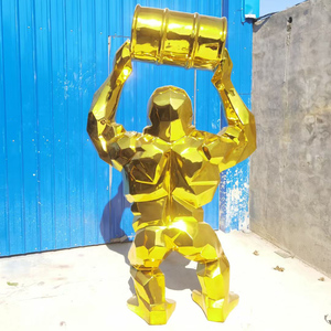 Custom Outdoor Decoration <strong>Life</strong> <strong>Size</strong> Fiberglass Geometry Statue Large <strong>Size</strong> Geometric Gorilla <strong>King</strong> <strong>Kong</strong> Sculpture for Garden - Product Image 4