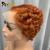 Rambut Manusia Vietnam Remy Asli Grosir, Wig Rambut Manusia Model Spring Curl Dengan Poni Samping # 350 Warna untuk Wig Rambut Asli Wanita dengan Lace Front
