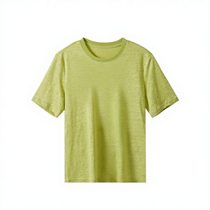 100% <strong>Linen</strong> <strong>Women's</strong> T-shirt Summer Cooling Snowflake Texture Round Neck Minimalist Loose Short Sleeve Pullover <strong>Top</strong> - Product Image 3