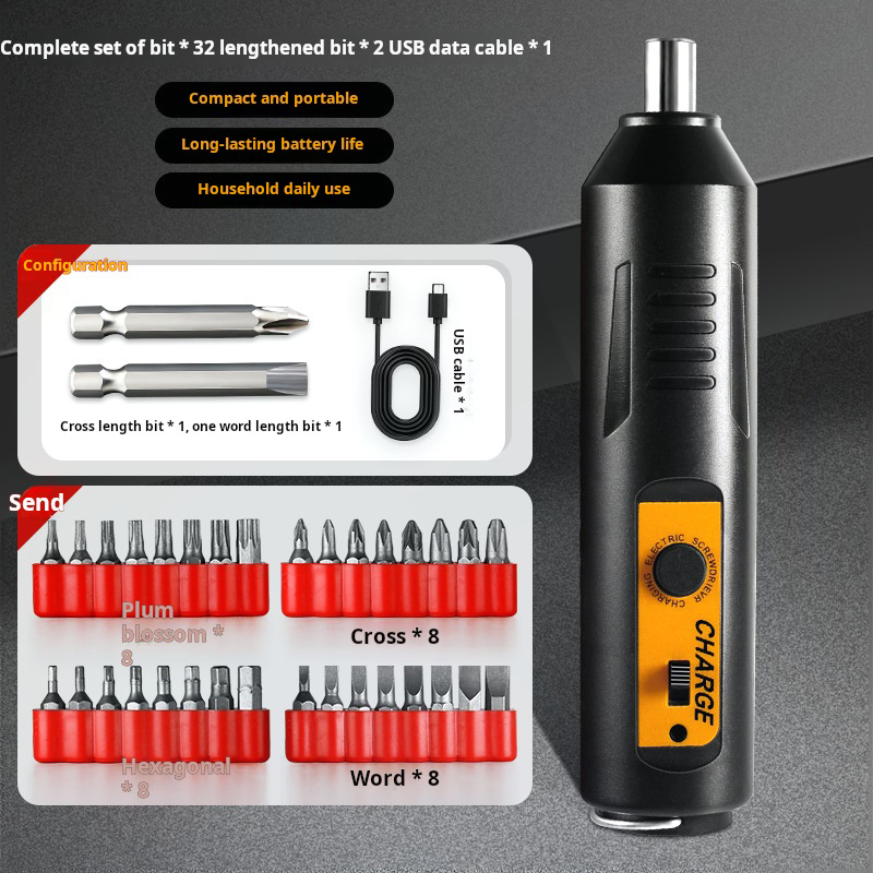Cacciavite elettrico 2 punte lunghe + 33 punte corte
