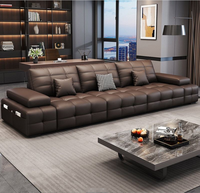 Canapé-lit modulaire minimaliste italien de luxe en cuir véritable STG réglable, couleur marron, pour hôtel, salon