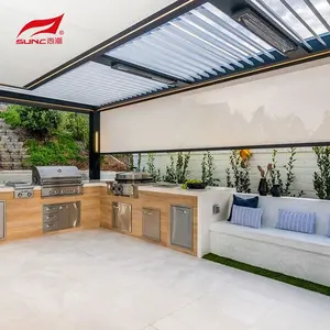 DIY Modern bioclismatic tenda penutup tahan air aluminium Louvre atap Louver untuk Gazebo lengkungan Arbours pergola jembatan