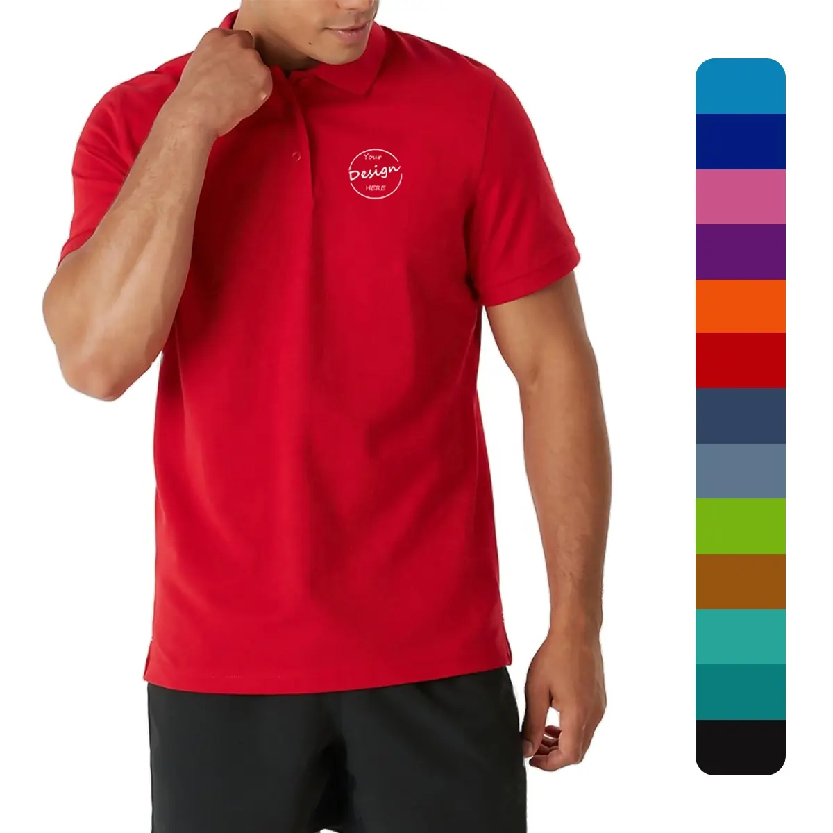 Camiseta masculina com gola redonda 100% algodão, camisa de manga curta, vermelho vívido, ideal para homens, ajuste regular pesado