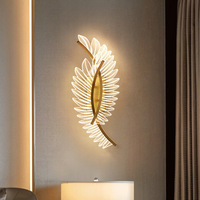 Lampe murale LED nordique avec ailes de plumes, design artistique, lampe murale de fond pour salon, lampe de chevet pour chambre à coucher, éclairage de chambre