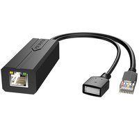 Divisor PoE Activo de 48V a 5V2A, USB Tipo A Hembra, 1000Mbps, IEEE802.3af, Monitor de Energía, Cámara IP, Raspberry Pi