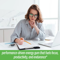 Chewing-gum énergétique sans sucre, chewing-gum avec supplément de caféine naturelle, soutient les performances cognitives et procure une énergie en douceur