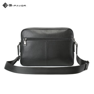 Personalizado 	 Bolsos de Mensajero de Cuero Genuino Negro y Gris Casuales para Negocios, Sacoche Homme, Bolsos Cruzados de Hombro Duraderos para Hombre - Product Image 3