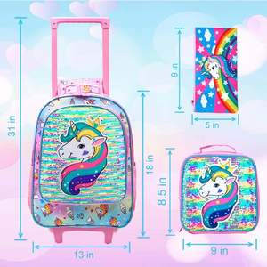 Dernier modèle de <span class=keywords><strong>sac</strong></span> <span class=keywords><strong>à</strong></span> dos <span class=keywords><strong>à</strong></span> roulettes dessin animé <span class=keywords><strong>Sac</strong></span> <span class=keywords><strong>à</strong></span> roulettes grande capacité <span class=keywords><strong>licorne</strong></span> <span class=keywords><strong>Sac</strong></span> <span class=keywords><strong>à</strong></span> lunch 3 en 1 Ensemble de sacs d'école pour filles - Product Image 3