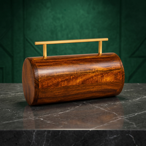 Bandeja decorativa redonda moderna de madera con asa de latón para decoración del hogar o escritorio - Product Image 1