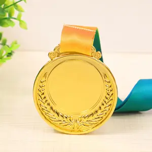 Various blank zinc alloy medals in stock with customizable ribbons