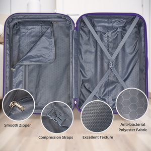 Set di <span class=keywords><strong>Valigie</strong></span> Sfumate Viola: Valigia Rigida Resistente, Borsa da Viaggio Spaziosa e <span class=keywords><strong>Kit</strong></span> di Bagagli Trolley Leggero - Product Image 4