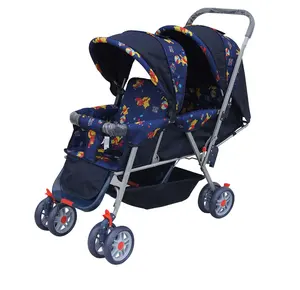 Polyester Material and Stainless Steel Frame Material TC Fabric cloth Twin Baby Stroller Yes Foldable