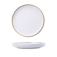 Service de table en céramique de luxe avec incrustations dorées, assiettes à salade, vaisselle pour dîner, bols pour mariage, restaurant