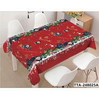 Nappe rectangulaire jetable en PVC imprimée pour Noël, résistante aux taches, facile à nettoyer, écologique, pour usage domestique et fêtes de Noël
