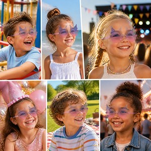 Colorful Kids <b>Sunglasses</b> Cute Bow Design <b>Gradient</b> Translucent Shades for Children Party Gifts - Product Image 5