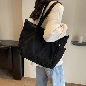 Sac à main en <span class=keywords><strong>velours</strong></span> rayé tendance, style simple, sac à bandoulière en <span class=keywords><strong>velours</strong></span> côtelé, couleur unie, grande capacité, sac fourre-tout pour femme pour les trajets quotidiens - Product Image 6