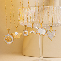 Multi Designs Fishtail licorne Elephant Charms Pendentif en coquillage blanc plaqué or 18K Diy Collier Boucles d'oreilles Bracelet Accessoires