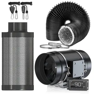 slient 8 inch Air Filtration Combo 553CFM inlin Duct Fan with smart controller exhaust ventilation carbon filter for grow room