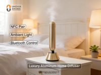 Diffuseur d'huiles essentielles sans fil gris, application intelligente, nébuliseur d'arômes, diffuseur d'arômes élégant en aluminium pour la maison, lumière ambiante, purificateur d'air