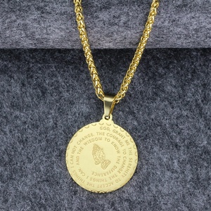 Loftily de Amén hermano regalo 14K oro manos rezando Biblia verso colgante de joyería de collar de cadena - Product Image 4