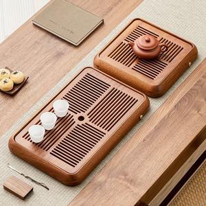 Plateau à thé naturel, table à thé en bois massif, petite table à thé intégrée luxueuse et haut de gamme pour la préparation du thé, réservoir d'eau domestique - Product Image 2