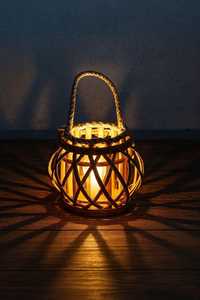 Handmade Woven <b>Bamboo</b> <b>Lantern</b> with Glass Insert and Rope Handle Bohemian Home Decor Vietnam Supplier Manufacturer - Product Image 2