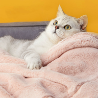 Moyen grand hiver flanelle chien chat lit tapis imprimé chiot couvertures de couchage serviette de bain doux chaud fausse fourrure animaux