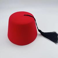 Sombrero Fez Turco Marroquí Rojo al por Mayor con Borla Negra de Fieltro, Sombrero Tarboosh para Disfraces, Fiestas Casuales al Aire Libre, Sombrero de Disfraz Cultural