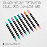 Nouveau stylo micro-plastique noir, fineliner, encre imperméable, pointe fine, marqueur pour dessin et croquis, 24 couleurs permanentes