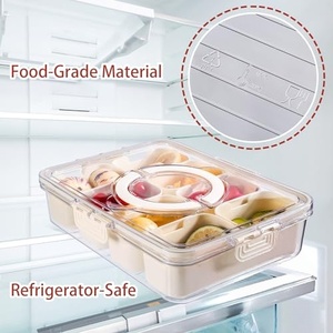 Boîte à collation multifonctionnelle et plateau de service divisé en silicone avec couvercle, compatible micro-ondes et lave-vaisselle - Product Image 2