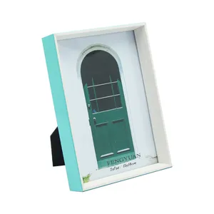 金恩家居5x7in深绿色木质相框阴影盒桌面展示，带画架背面