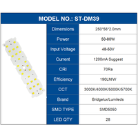 Modules d'éclairage LED 50W 80W DC 48V 50V/54V 56V avec SMD 5050 7070 190LM/W 200LM/W pour éclairage public, éclairage de tunnel, garantie 5 ans