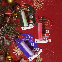 MOOYAM Bálsamo Labial Hidratante Rojo Diseño de Navidad Sabores de Uva de Fresa Nutritivo Labio Seco Nutritivo para Piel Múltiple