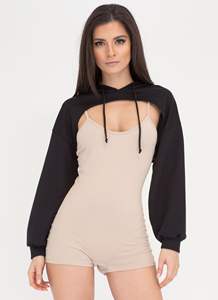 Sudadera Corta con Capucha para Mujer, Abertura en el Pecho, Informal, Estampada, de Primavera, 100% Algodón, Felpa, 400 GSM, Ecológica - Product Image 4