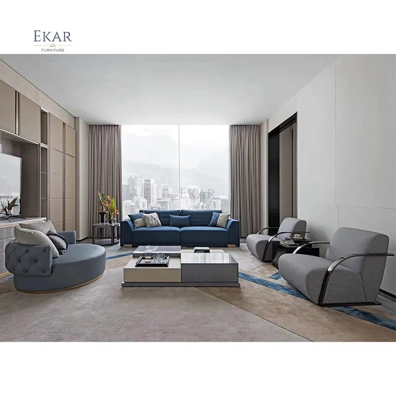 Elegante divano angolare in acciaio di cristallo a 3 posti, lussuosi mobili per la casa con comodo telaio in legno massello per la vita moderna