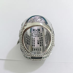 Bague unisexe style hip-hop en alliage plaqué argent, modèle MVP Championnat des Eagles de Philadelphie 2025, bijou tendance - Product Image 5
