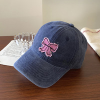 Gorra de béisbol vintage bordada con lazo, de algodón lavado, sin estructura, de 6 paneles, estilo streetwear con parche.