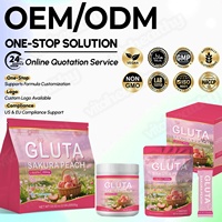 Produk Pemutih Kolagen L-Gluta Bubuk Persik Sakura Bebas Gula Kemasan Kustom OEM/ODM Come Health untuk Wanita