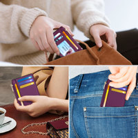 Porte-cartes de crédit minimaliste fin en similicuir personnalisé avec poche avant, blocage RFID, fermeture éclair, doublure en nylon, court, unisexe