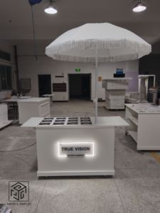 Carretto Moderno Bianco Pieghevole in Legno per Dolciumi per Matrimoni e Feste, Espositore Semplice per Snack Bar in Offerta per Decorazioni <span class=keywords><strong>Eventi</strong></span> - Product Image 5
