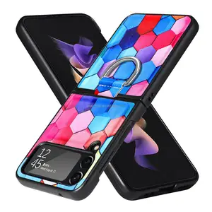 Casing ponsel kulit lucu gaya baru penutup ponsel Glitter sublimasi lukisan minyak kartun untuk Android Samsung Flip 4