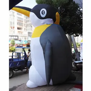 Costume de dessin animé gonflable thème pingouin CH pour la publicité, modèle de zoom gonflable publicitaire géant avec lig led