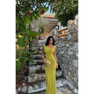 Vestido de Gala Verde de Lujo para Mujer, Talla XL, Cuello Redondo, Lentejuelas, Pedrería, Perlas, Drapeado, Escalonado, Largo hasta el Suelo, Corte en A - Product Image 3