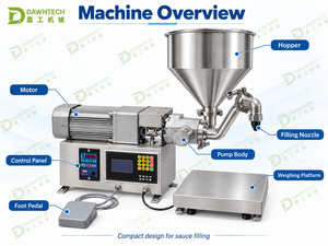 Machine de remplissage semi-automatique pour beurre de cacahuète, sauce tomate, sauce chili, pâte de sésame, confiture et pâtes épaisses - Product Image 2