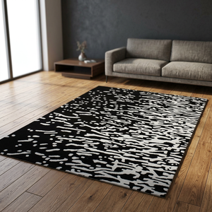 Black and White <b>Abstract</b> Pattern Area <b>Rug</b>, Modern Geometric Accent Carpet for Living Room Bedroom and Home Decor - Product Image 1