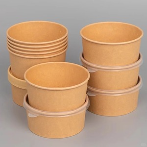 Bol à salade en papier kraft jetable écologique, récipient alimentaire biodégradable anti-fuite avec impression personnalisée - Product Image 1