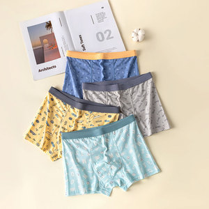 Boxer en coton doux élastique respirant pour garçons à la mode sous-vêtements personnalisés pour adolescents de 8 à 18 ans 4 couleurs toutes saisons - Product Image 1