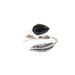 925 <b>Sterling</b> <b>Silver</b> <b>Adjustable</b> Boho Style Black Onyx <b>Ring</b> Handmade Fine Jewelry for Birthday Anniversary Gift Indian - Product Image 1
