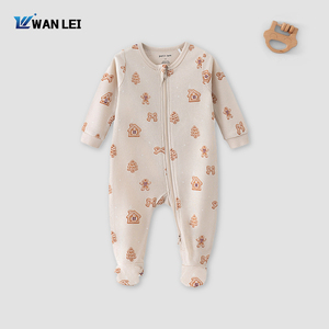 Pyjamas pour bébé personnalisés avec logo OEM, vêtements de nuit tricotés à manches longues, combinaison douce pour nourrissons, fabricant en gros de barboteuses - Product Image 1